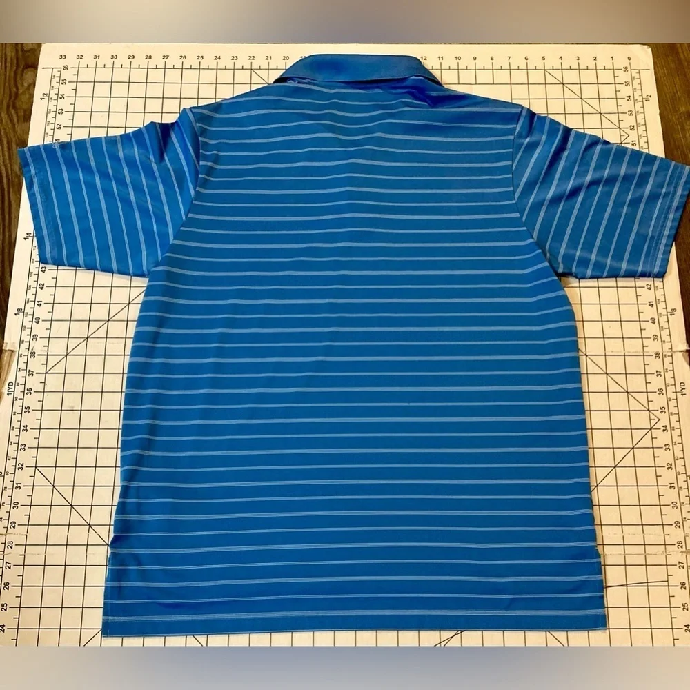 Adidas Men’s Large Two-Tone Blue Striped Golf Polo‎ Shirt